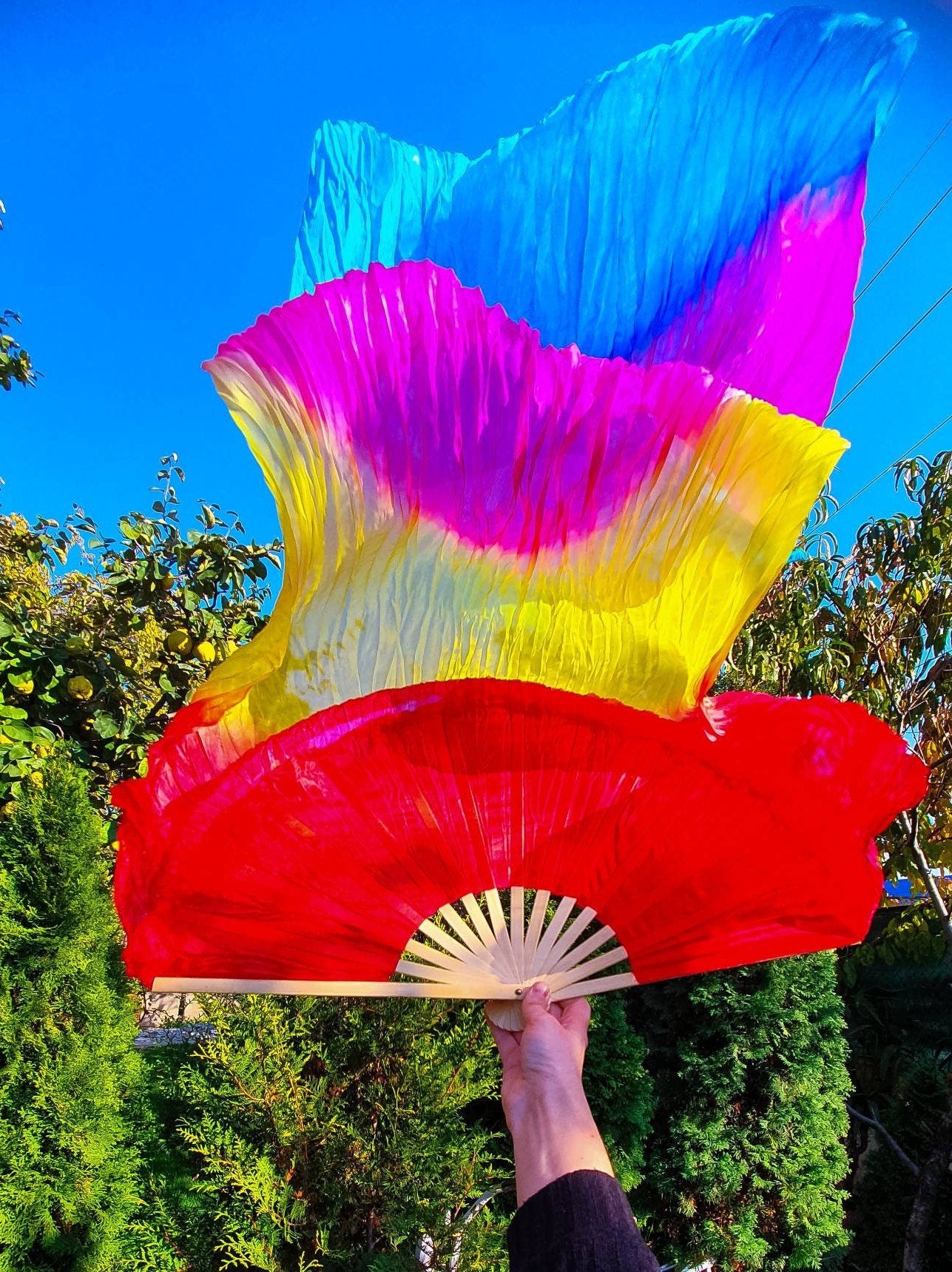 Pair silk fans 1.8 m