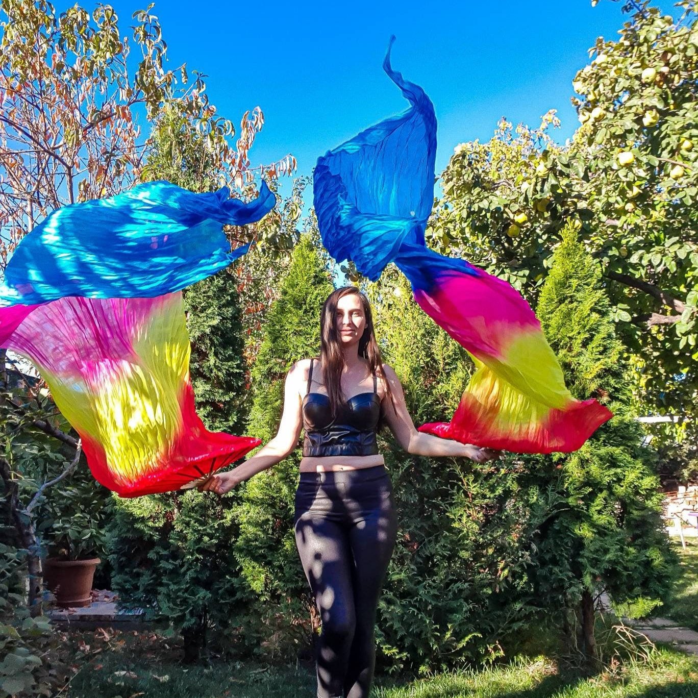 Pair silk fans 1.8 m