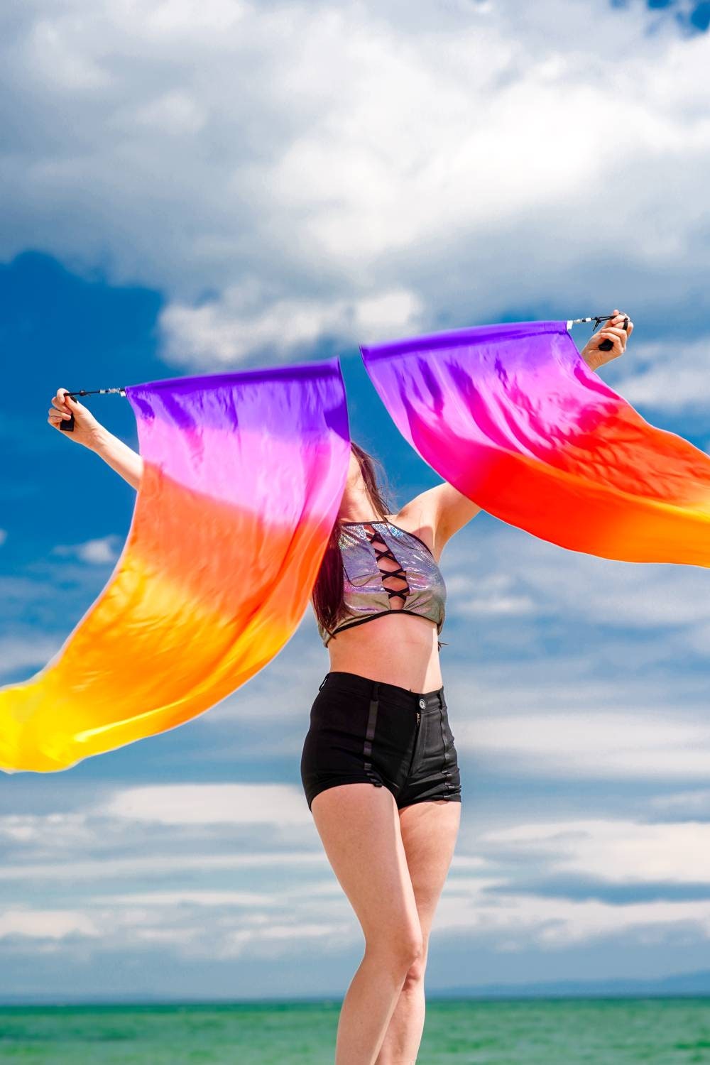 Silk Flag Poi Pair ( 8mm silk )