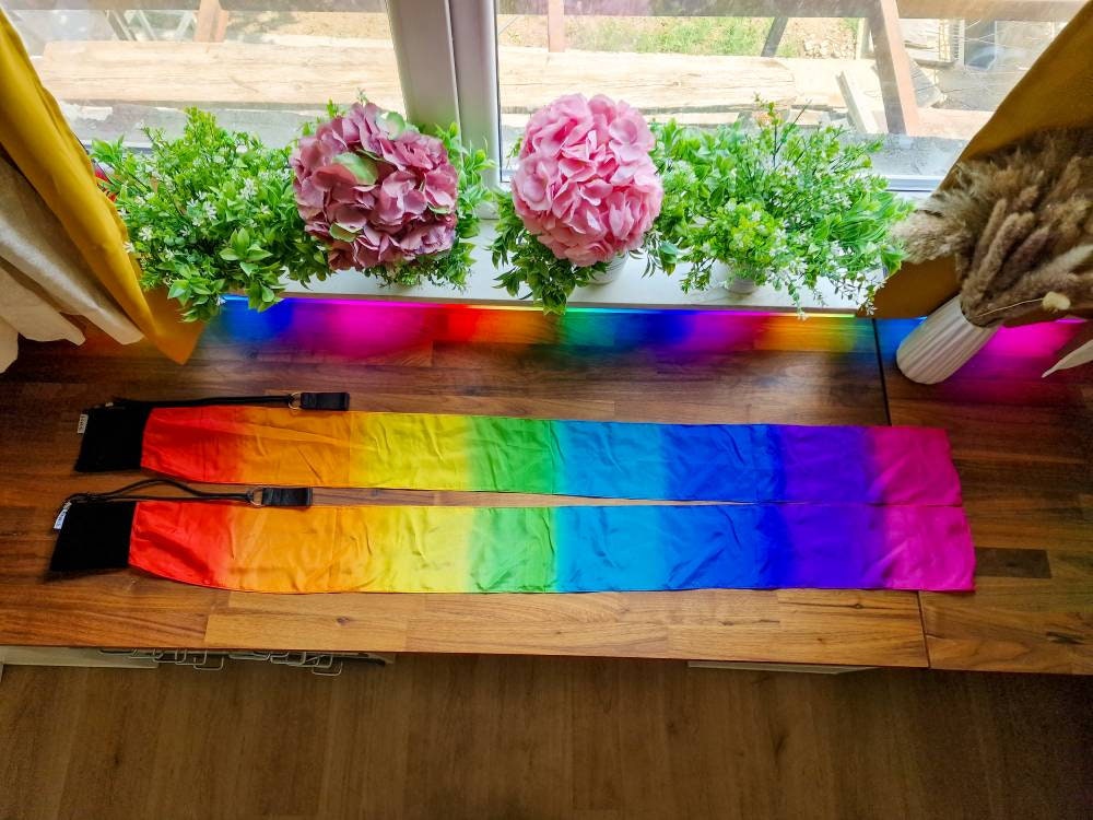 Wind Poi ribbon fabric Rainbow