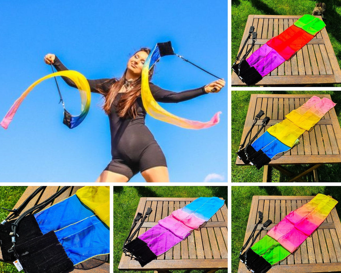 Wind Poi ribbon fabric training spinning and dancing poi