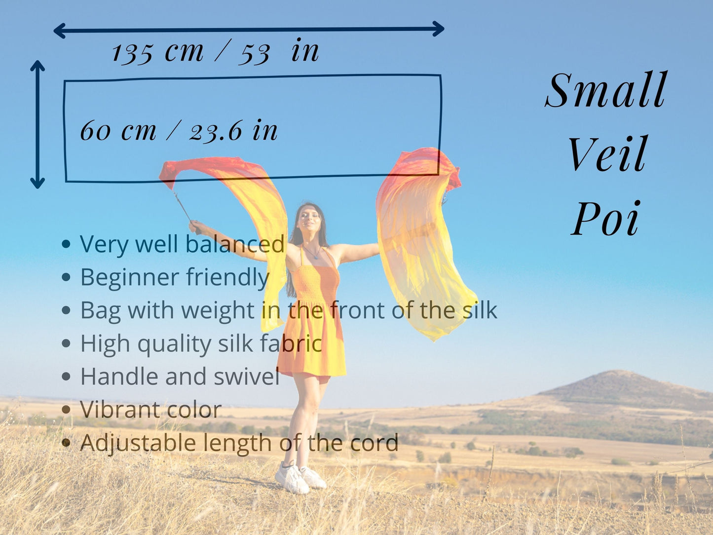 Veil Poi / Flag poi for spinning made of silk