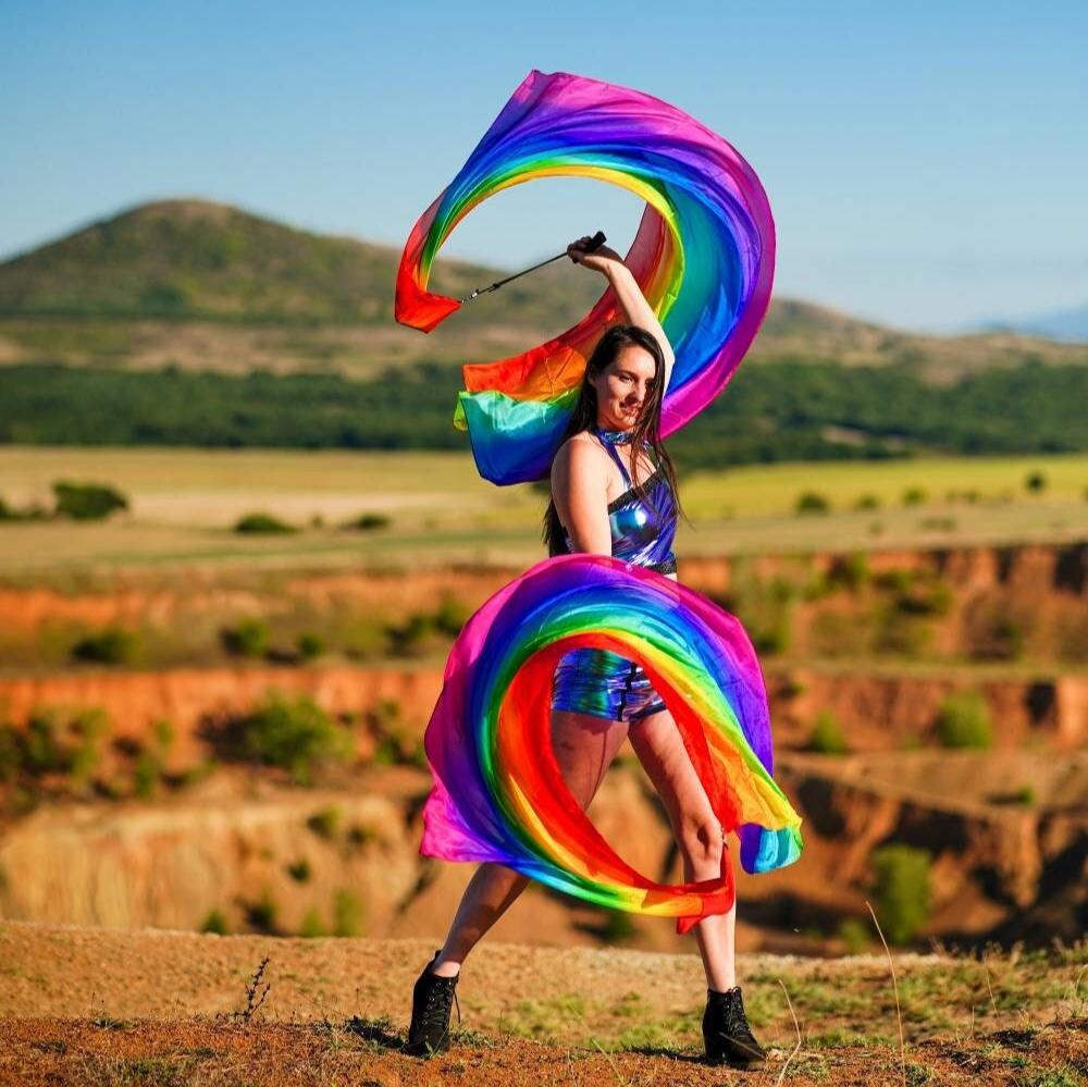 Flag Poi - silk veil poi for spinning pair