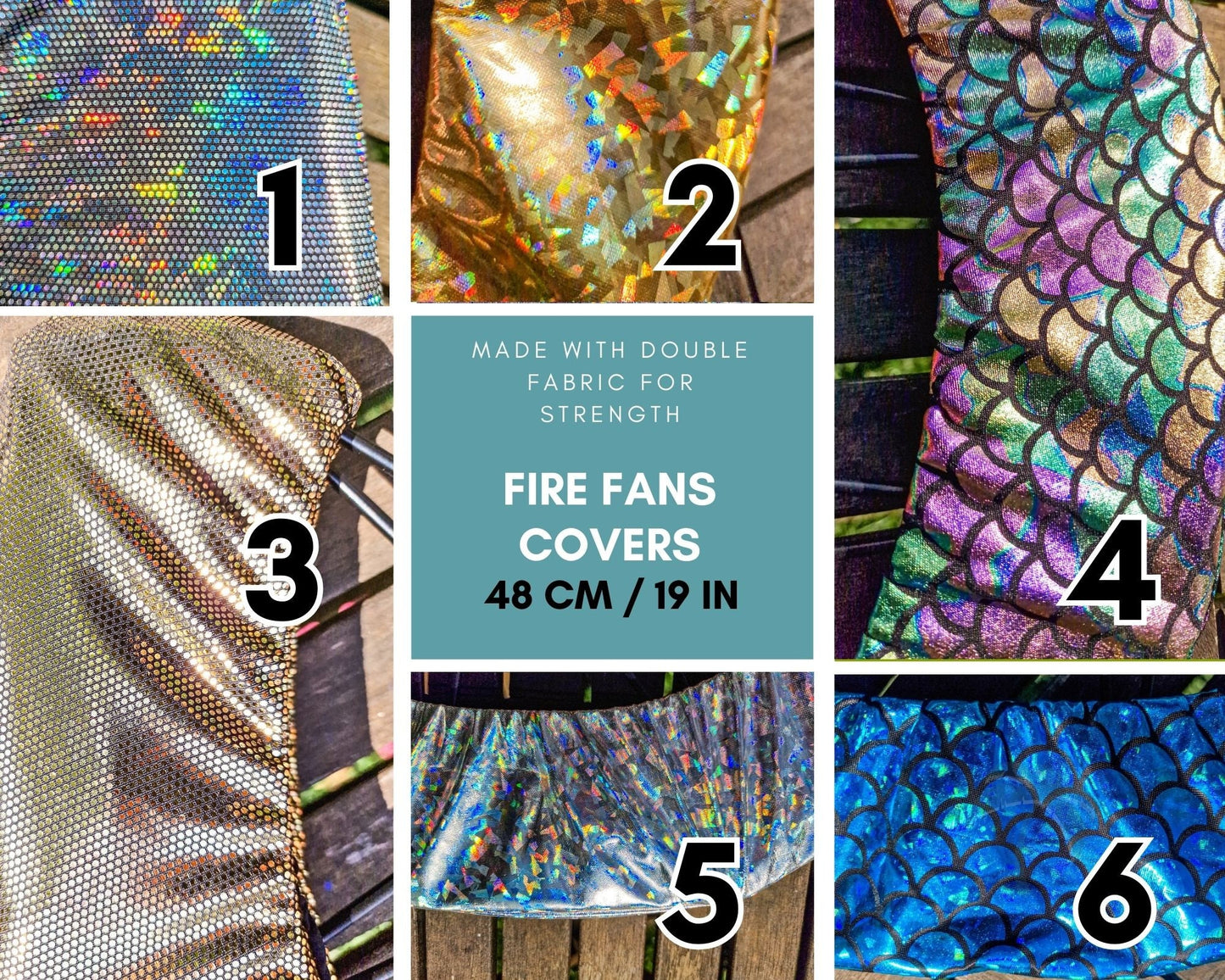Fire Fans Covers For 48 cm / 19 in Small Fire Fans Glitter Color