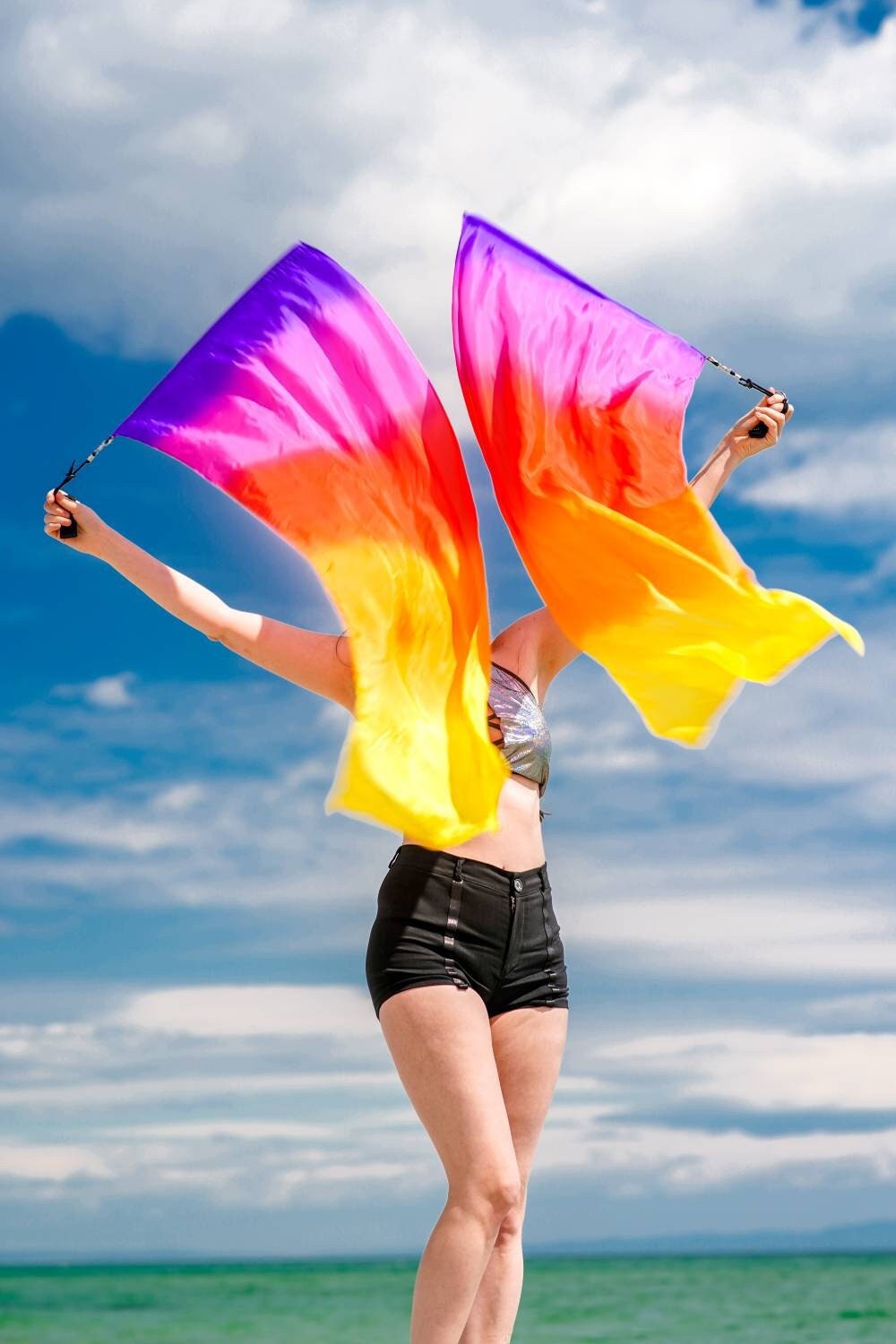 Silk Flag Poi Pair ( 8mm silk )