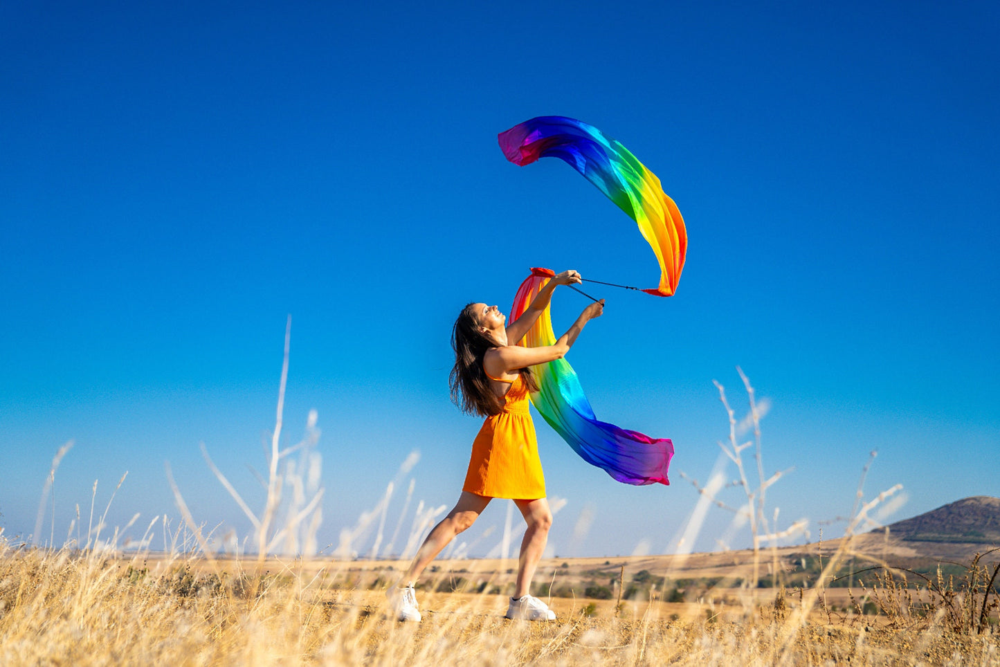 Veil Poi / Flag poi for spinning made of silk