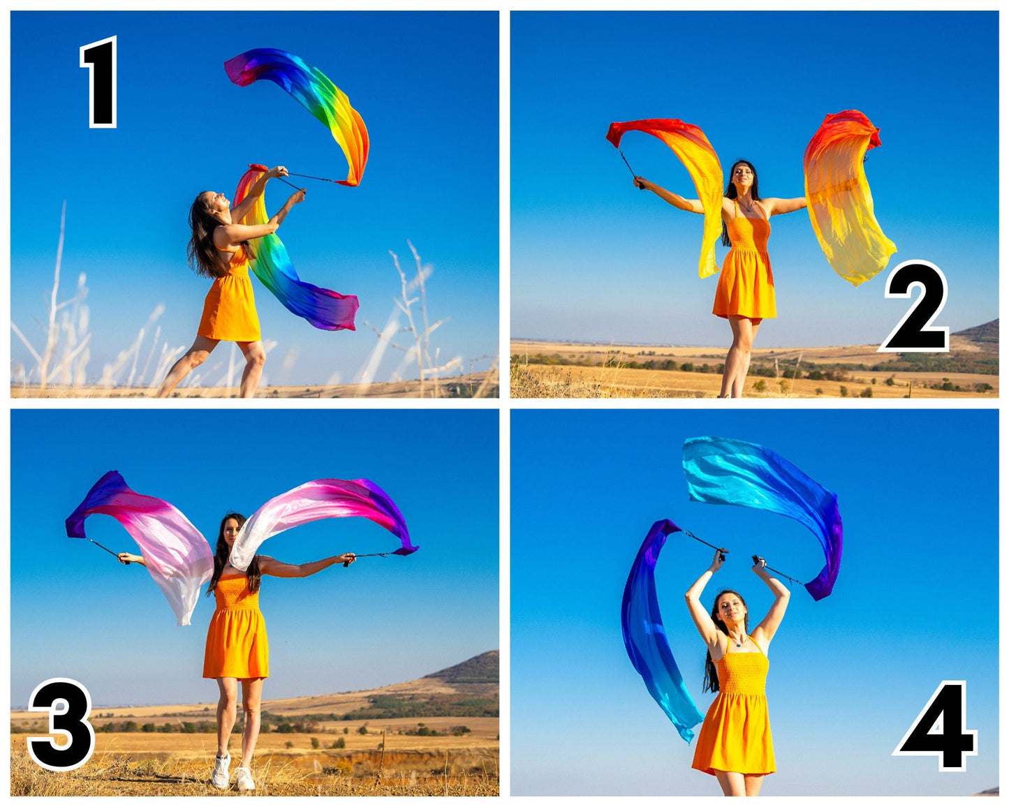 Veil Poi / Flag poi for spinning made of silk