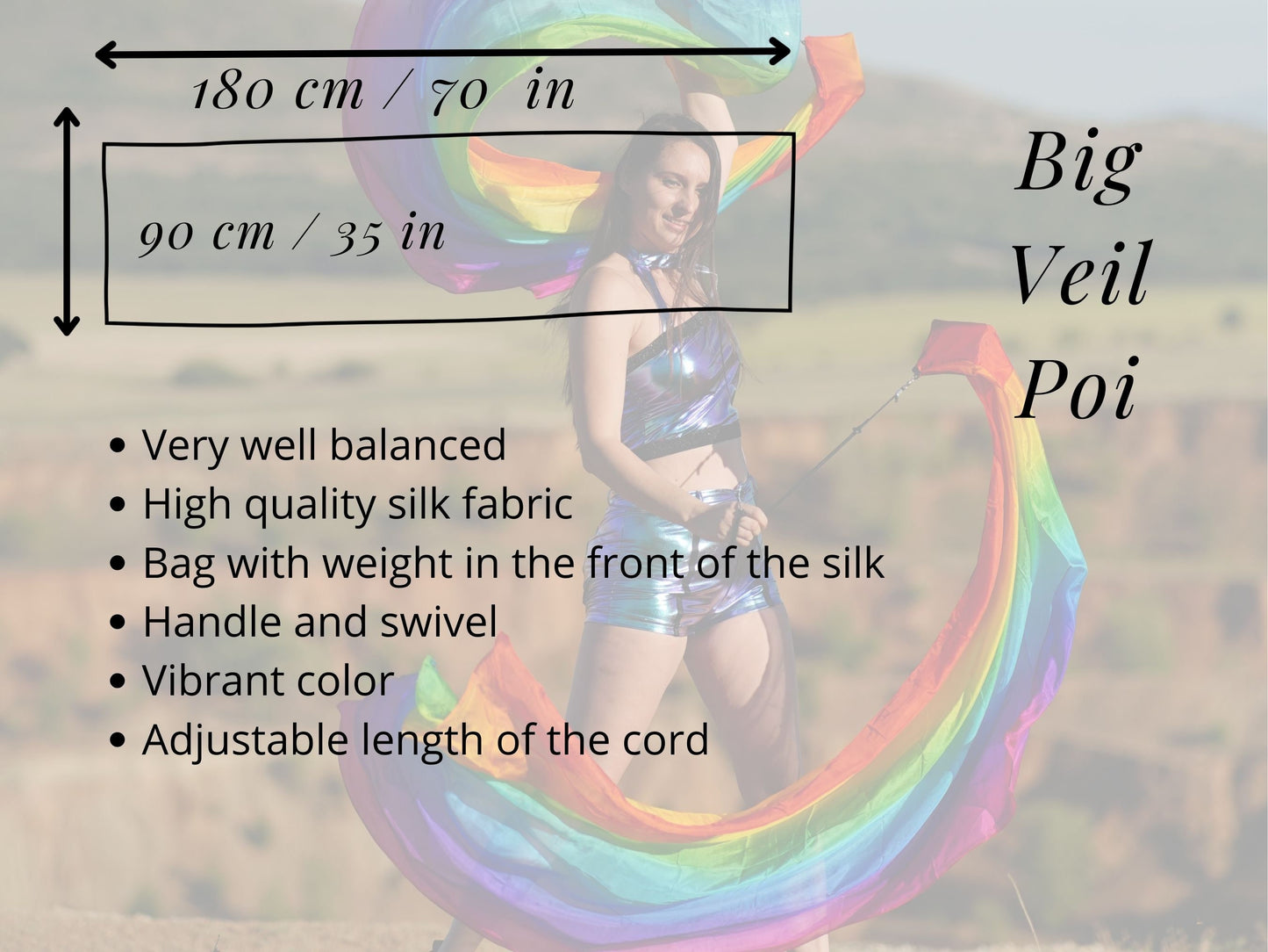 Flag Poi - silk veil poi for spinning pair