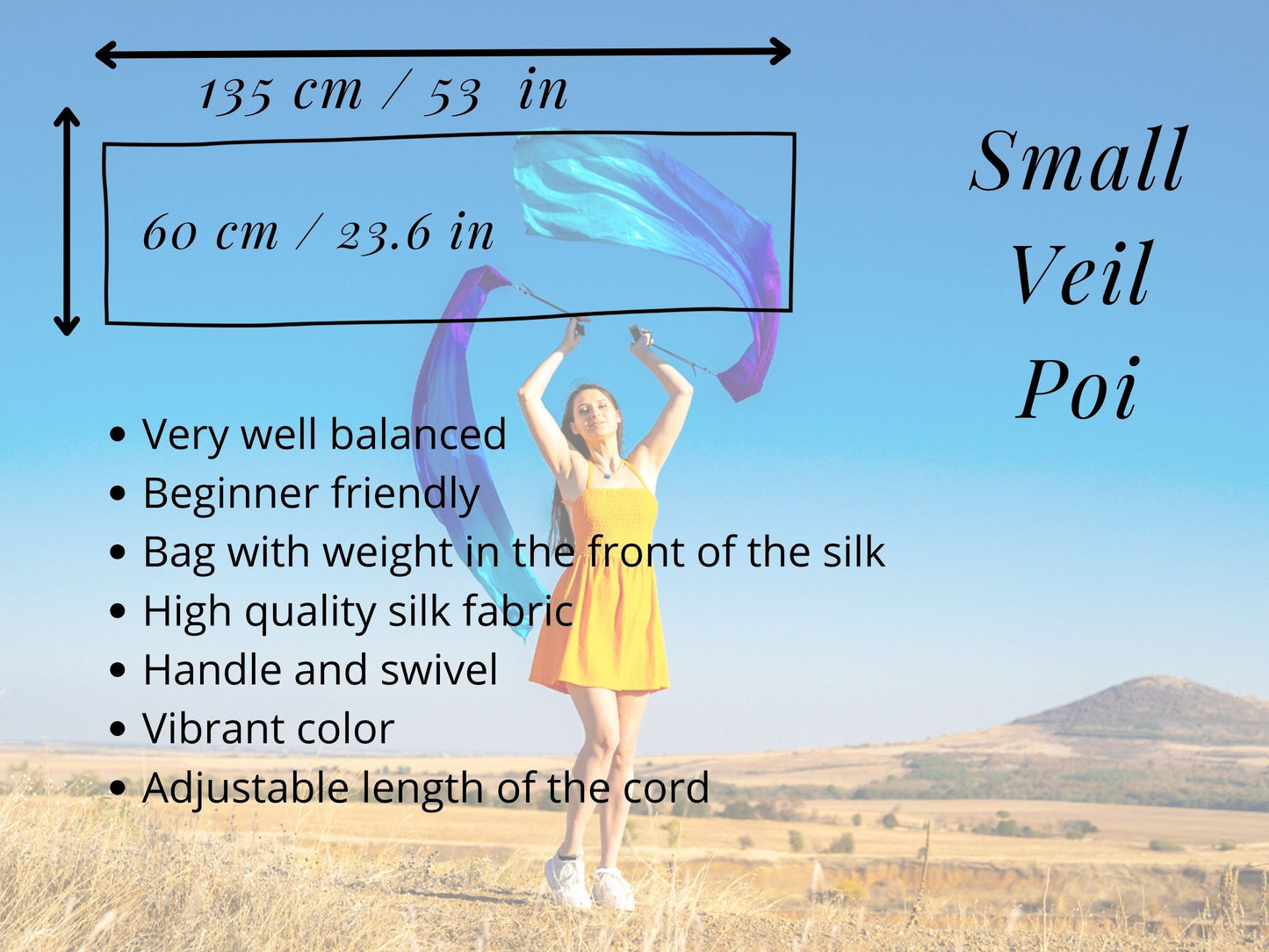 Flag Poi - silk veil poi for spinning pair