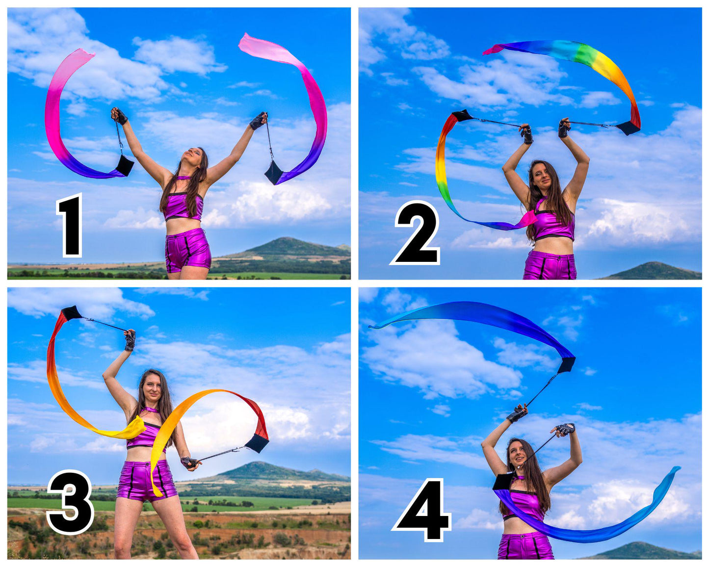 Wind Poi ribbon fabric with silk tail