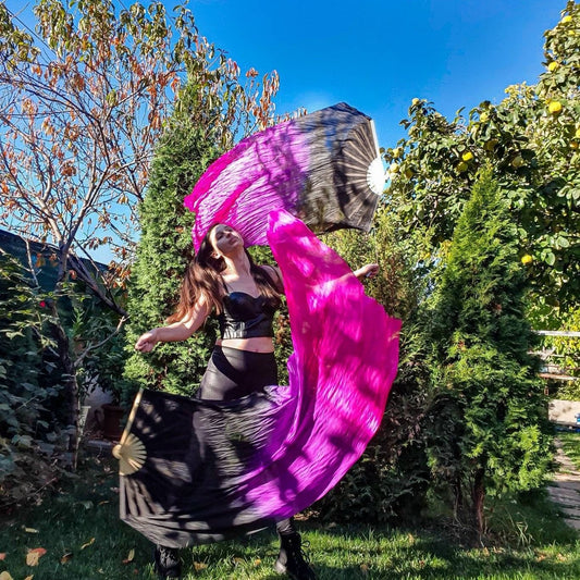 Pair silk fans and Poi 1.5 m + FREE SHIPPING