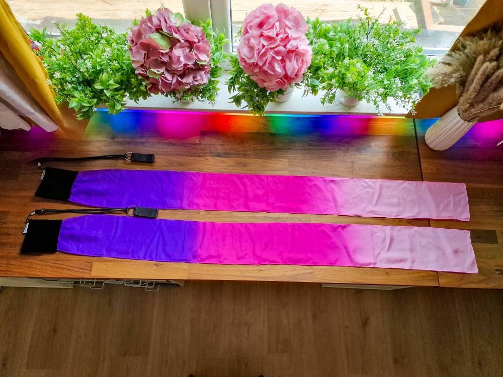 Wind Poi ribbon fabric with silk tail - pink flag poi