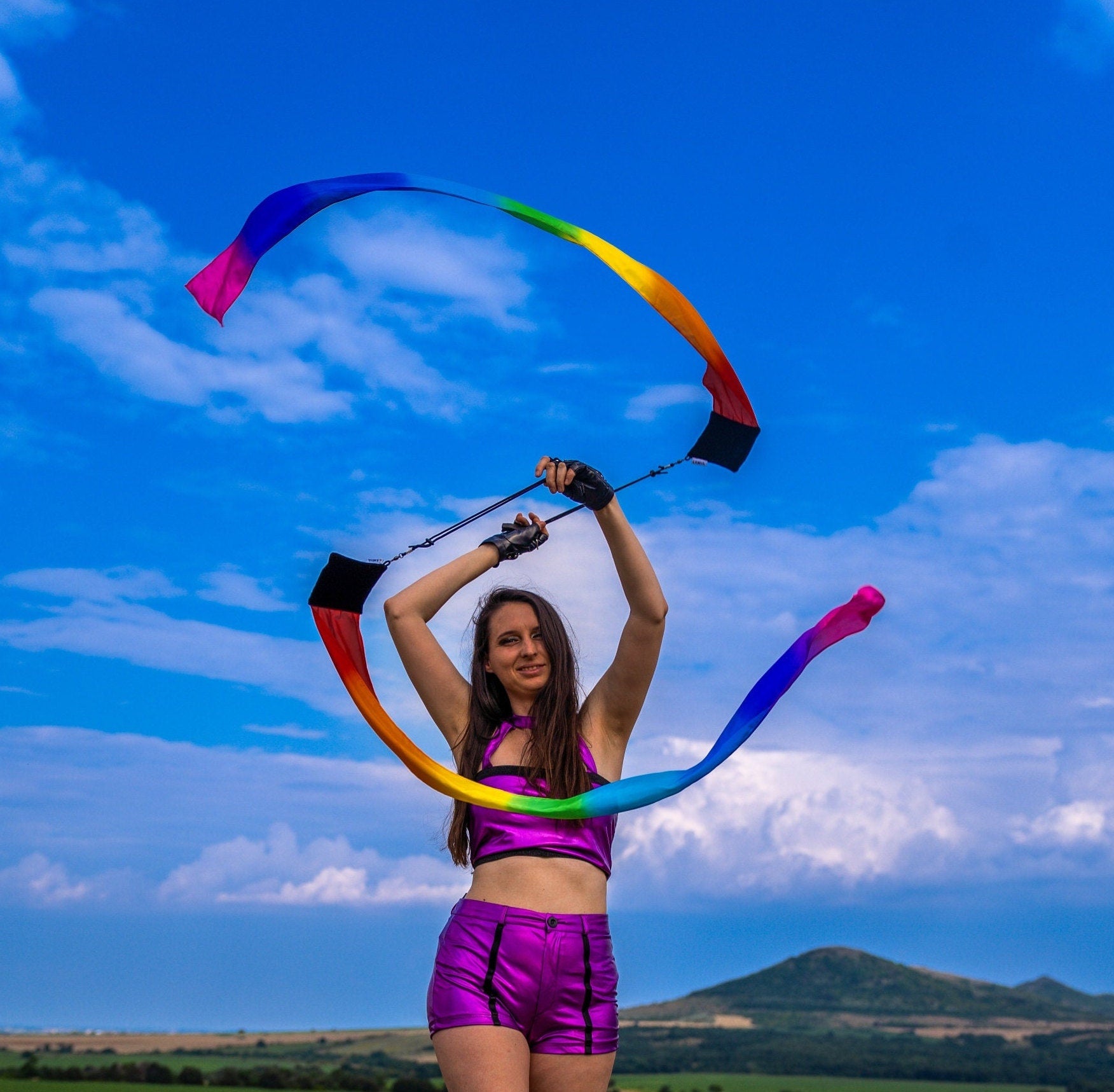 Wind Poi ribbon fabric Rainbow – The World Of Fire