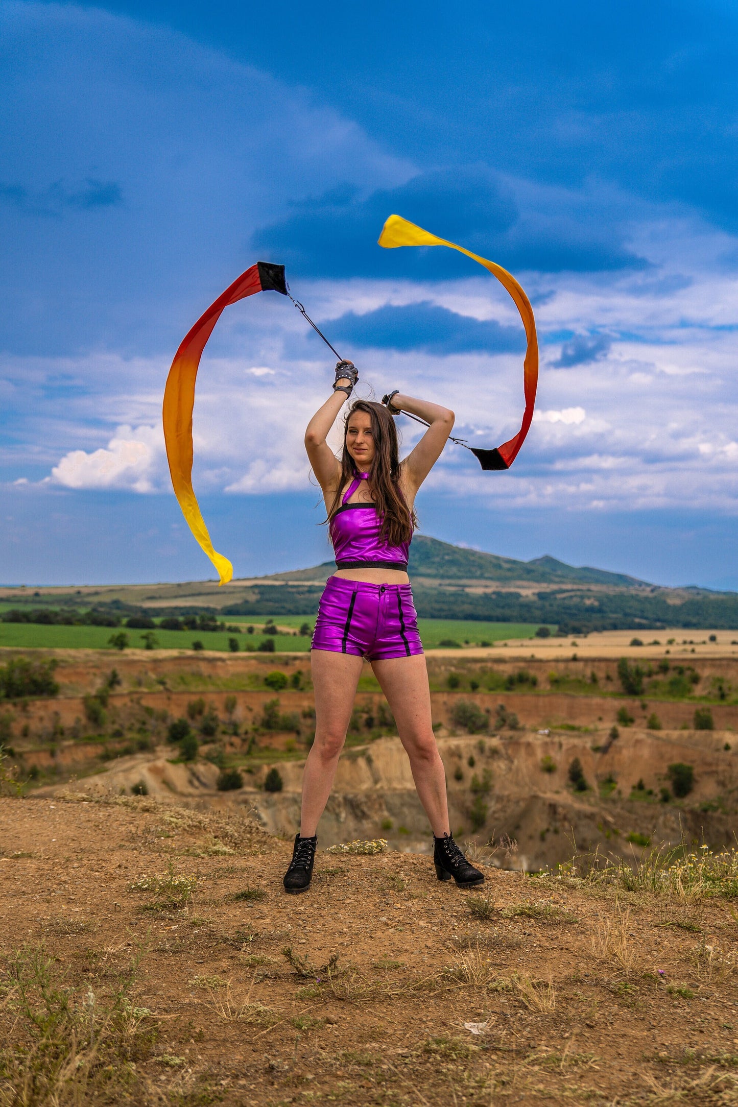 Wind Poi ribbon fabric with silk tail