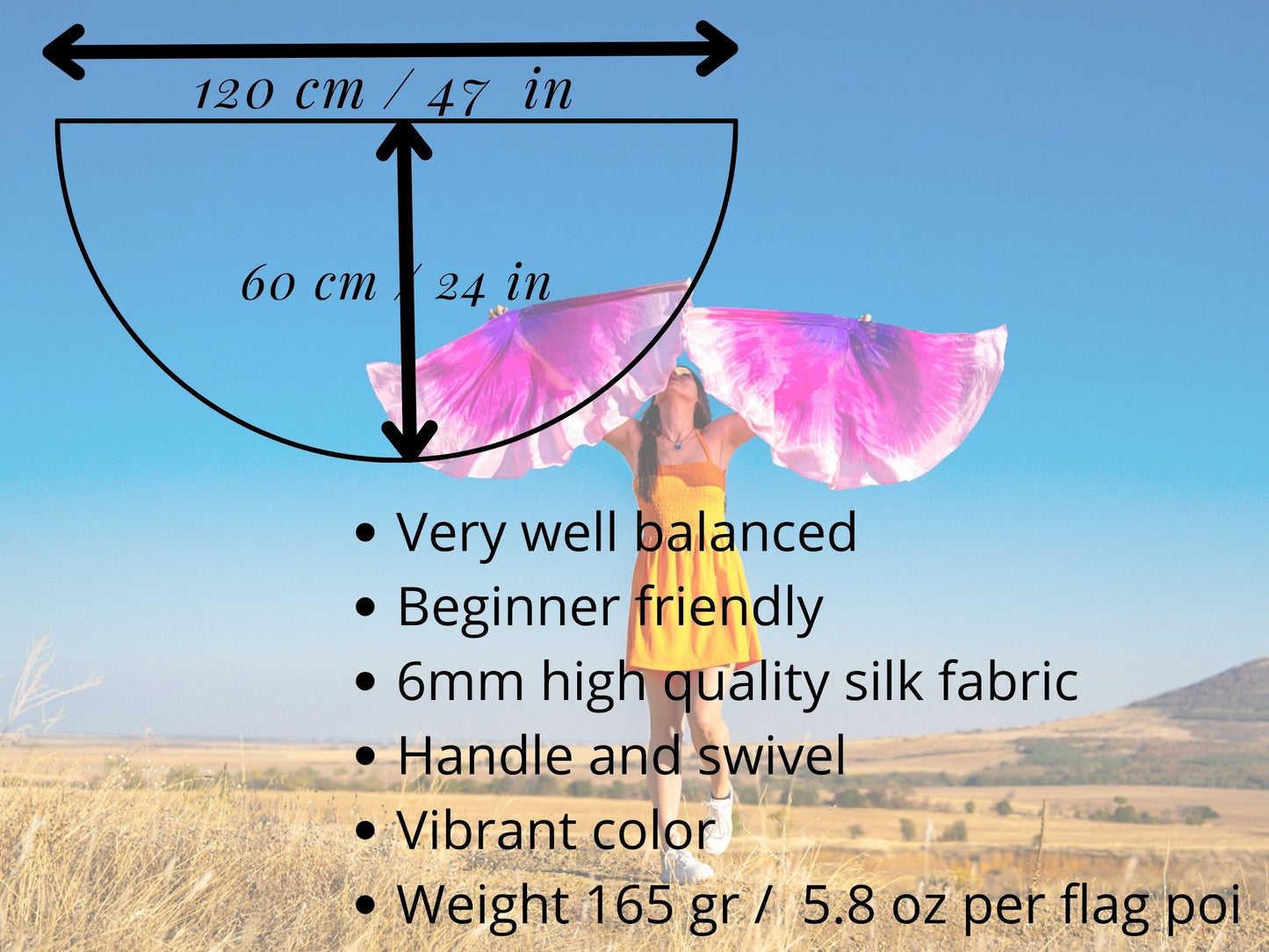 Half circle flag poi - small  + FREE SHIPPING
